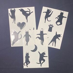 Cat Silhouette Wall Decal Set - Playful Cats Stickers